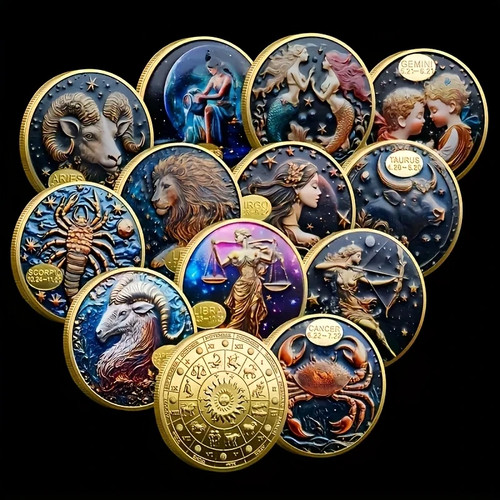 Zodiac sign coins celestial - sign,